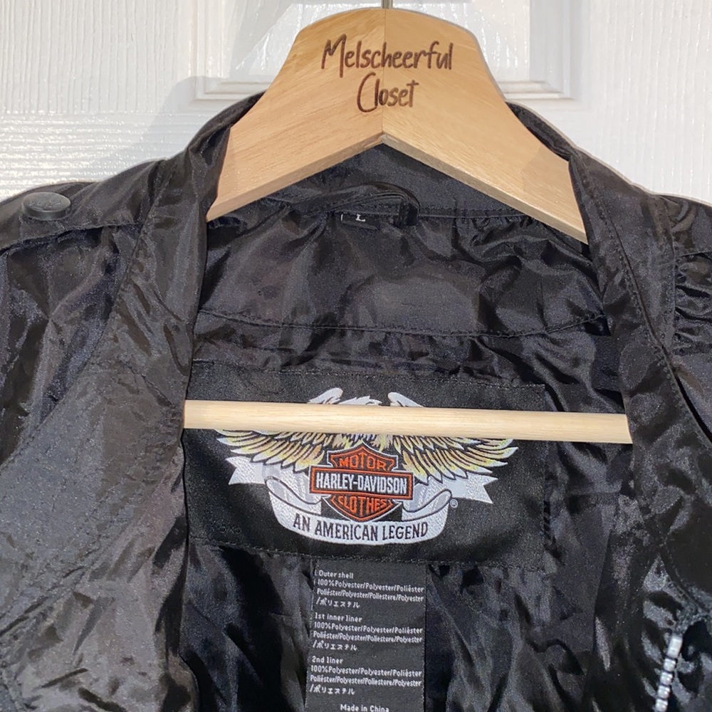 Men’s Large Harley Davidson Wind Breaker With Zipper And Velcro - Picture 3 of 4